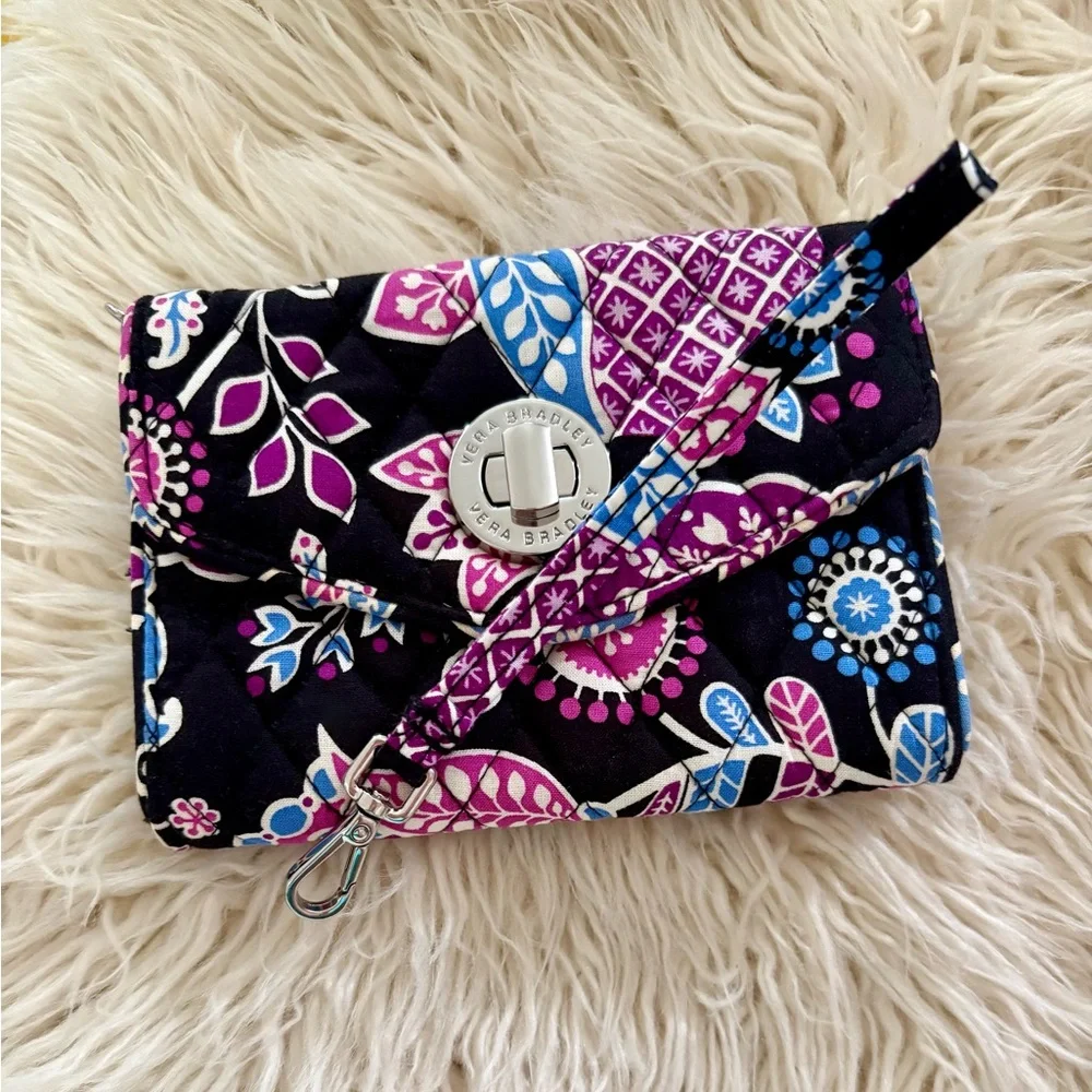 Vera Bradley Alpine Floral Your Turn Lock Wristlet Travel Smartphone RFID Wallet - Picture 2 of 11